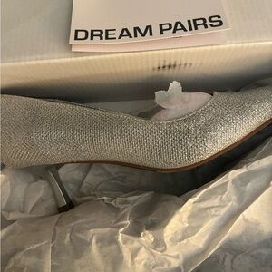 Dream Pairs Shimmering Silver Heels